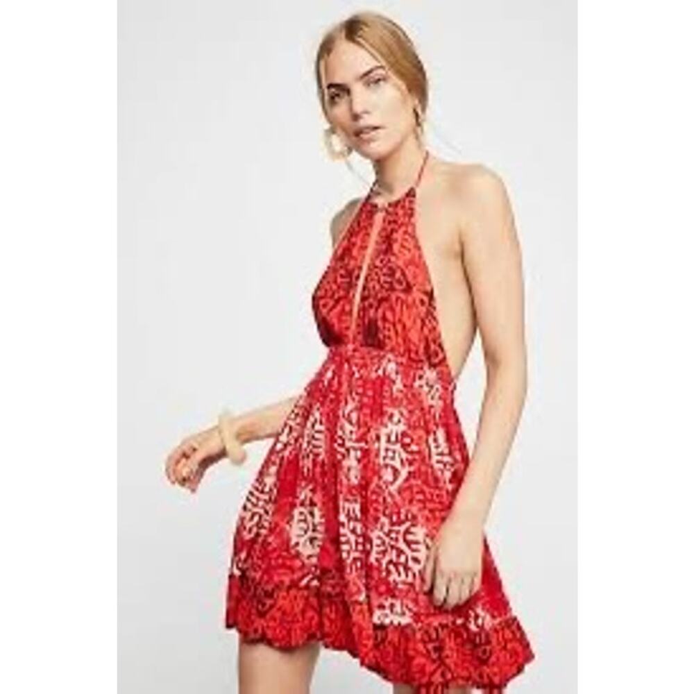 Free People "Beach Day" Halter Mini Dress / sz S